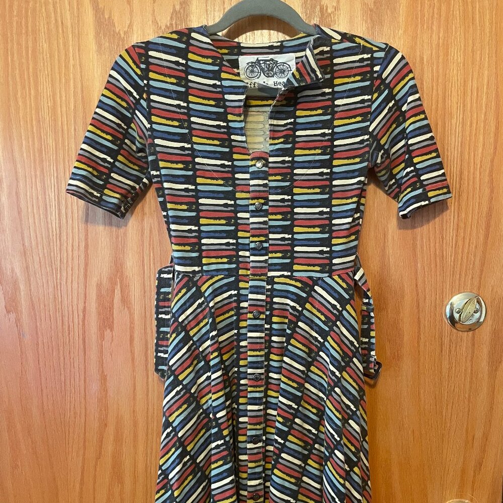 Effie’s Heart rainbow striped knee length cotton dress small